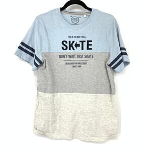 Skate Nation Short Sleeve Crew Neck Graphic T-Shirt Boys Sz 182 US XL Colorblock